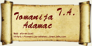 Tomanija Adamac vizit kartica